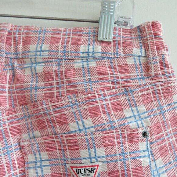 GUESS ORIGINALS High Rise Straight Checked Plaid Print Jeans Y2K - Size 29 NWT - Picture 12 of 16